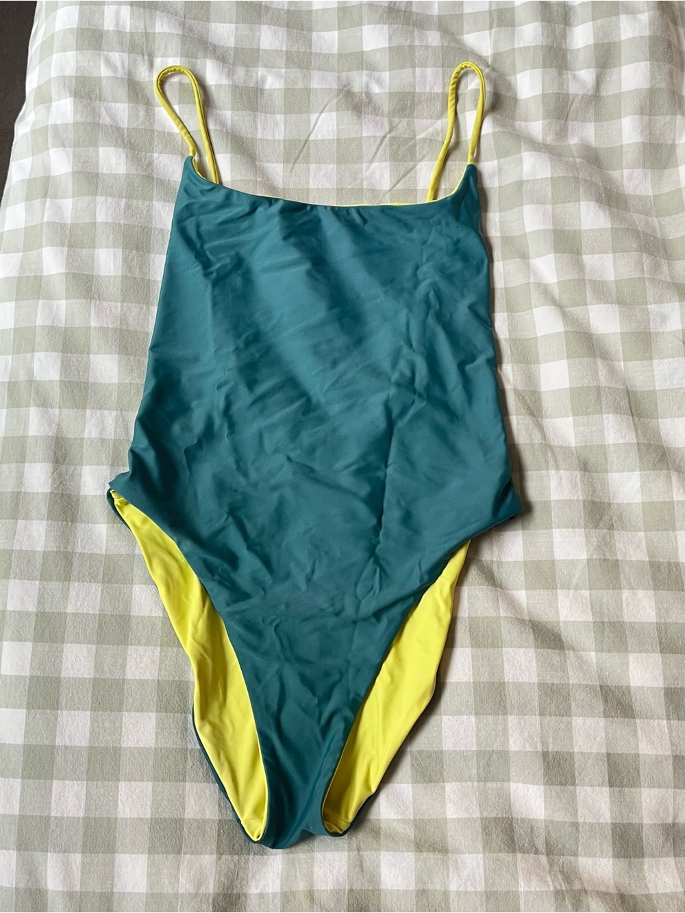 Madewell Reversible Green Yellow One Piece Swim suit